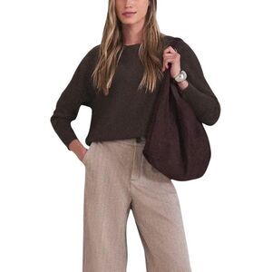 Street One Viscose Sweatshirt with Ribbed Cuffs and Hem Women Brown Clothing